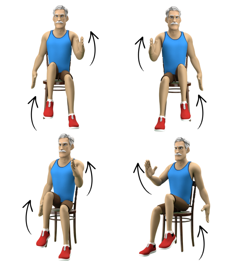 Tai chi sur chaise marche sur place