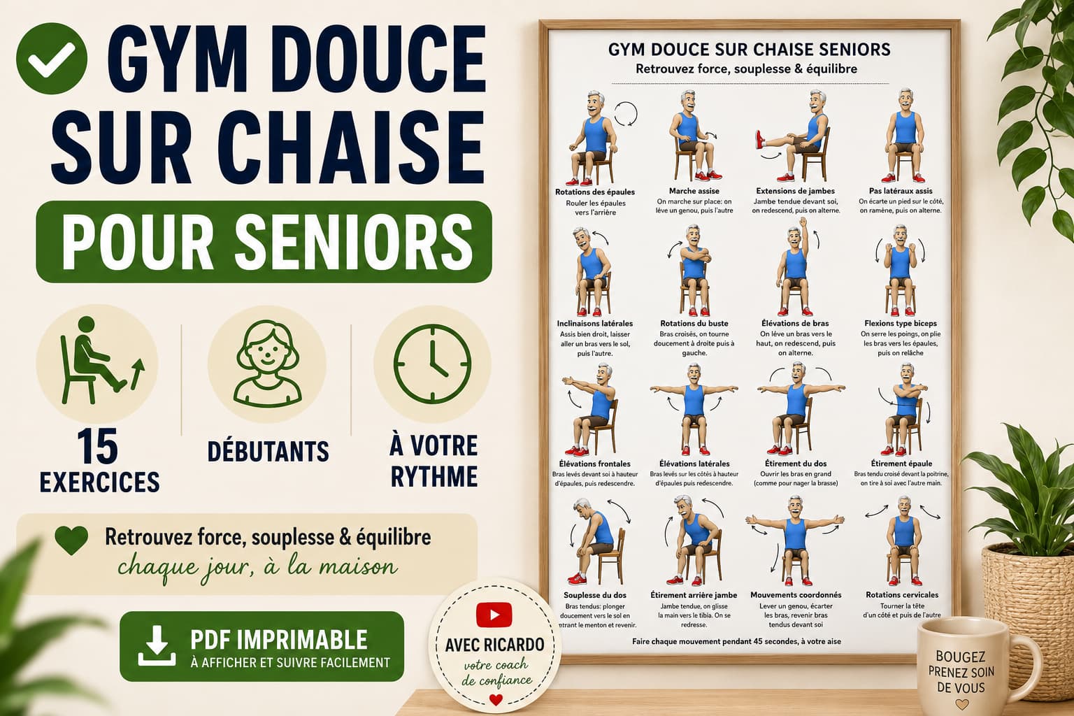 Gym souce sur chaise affiche pdf imprimable