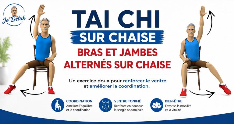 Tai chi sur chaise: bras et jambes alternés